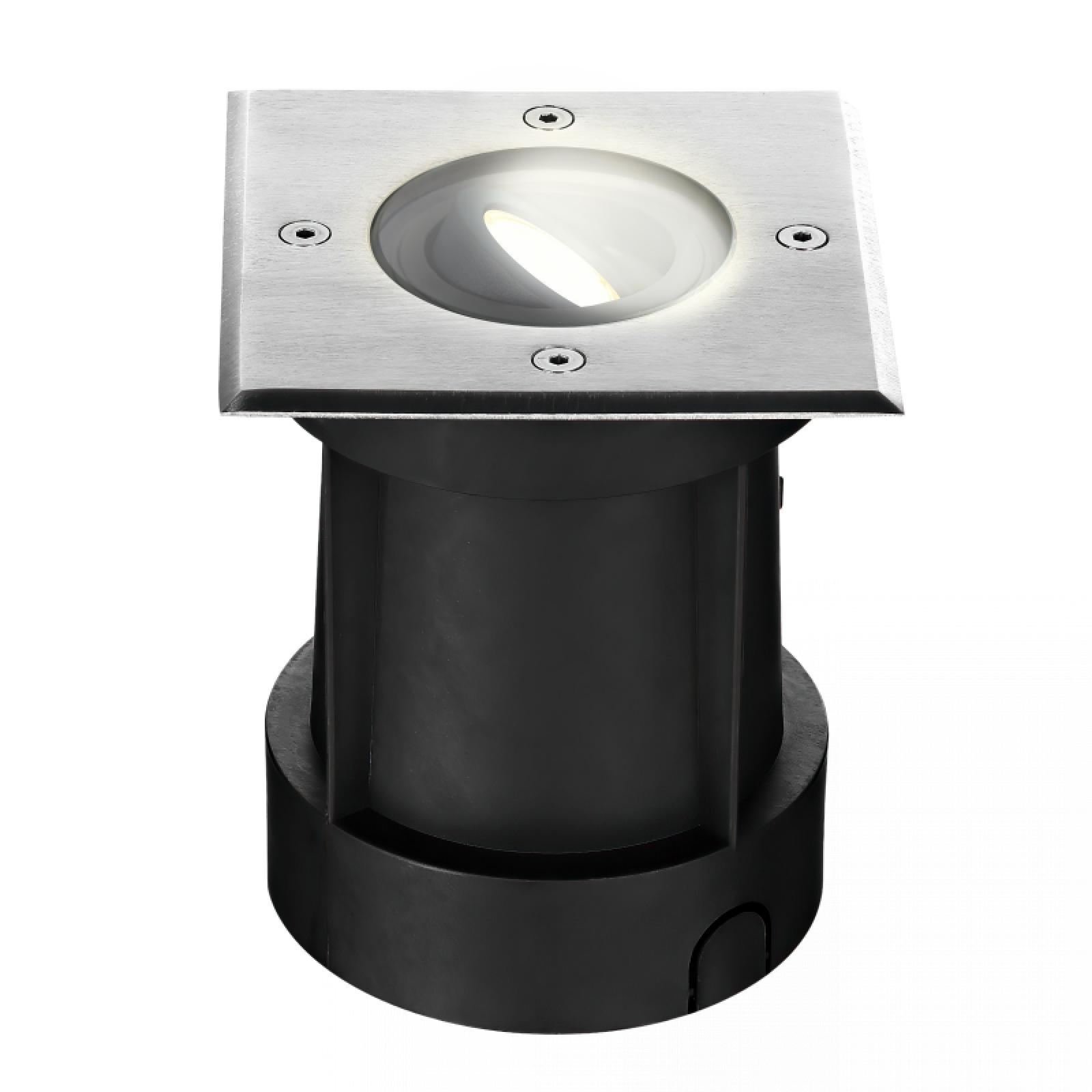  LED Bodeneinbaustrahler eckig quadratisch schwenkbar durchschleifbar Edelstahl Außenleuchte Bodenleuchte IP67 1,2W LED Lichtfarbe warmweiß GU10 230V